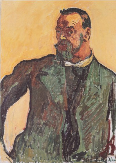 Selbstbildnis mit grünem Kittel von Ferdinand Hodler